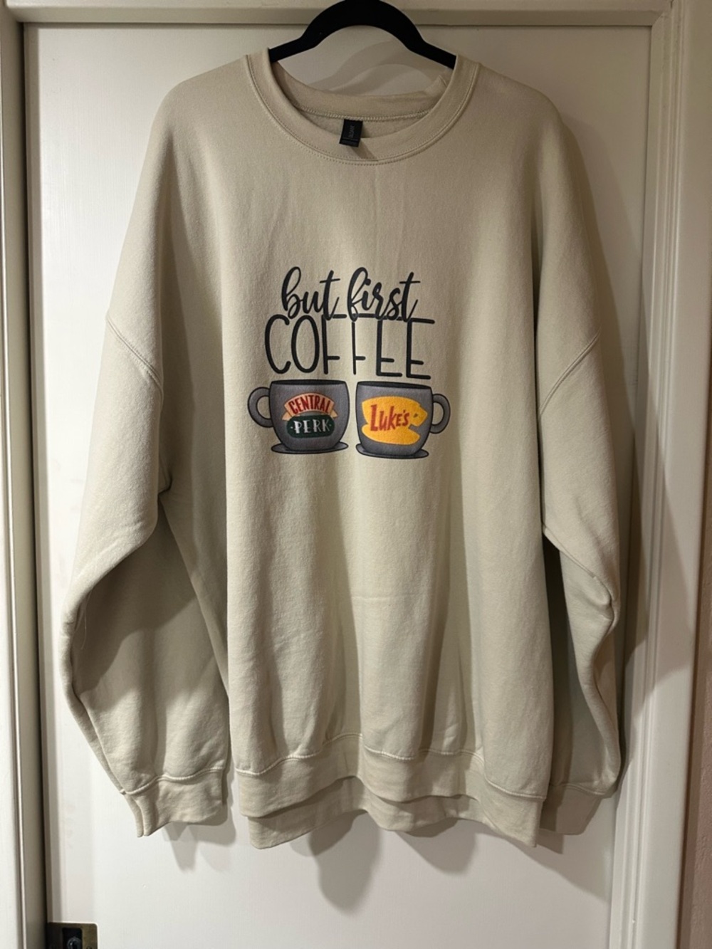 Coffee Lovers Cream 'But First Coffee' Graphic Crewneck Sweatshirt